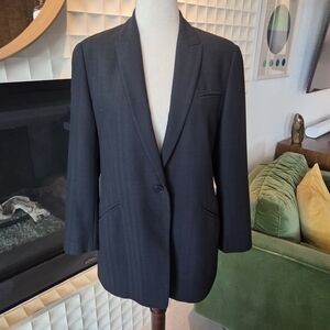 Giorgio Armani Collezioni Charcoal Black Single-Button Blazer Made in Italy